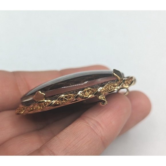 Large Oval Ammolite Triplet Fossil Gemstone Gold Filled GF Brooch Pin Pendant - Picture 10 of 10